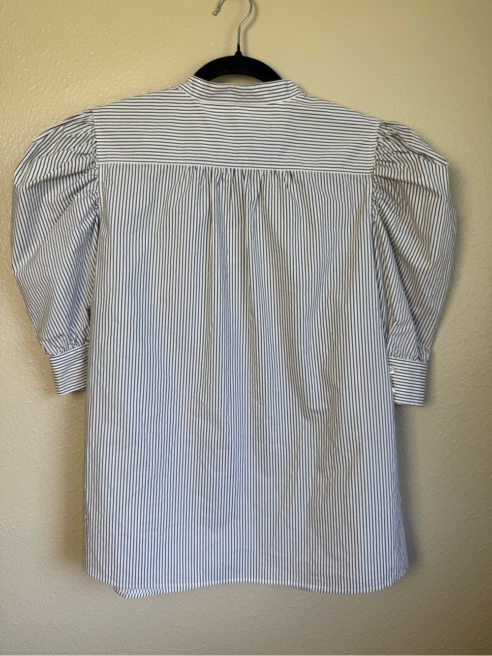 Frame The Shirred Puff Sleeve Stripe Organic Cotton Top - Picture 3 of 6